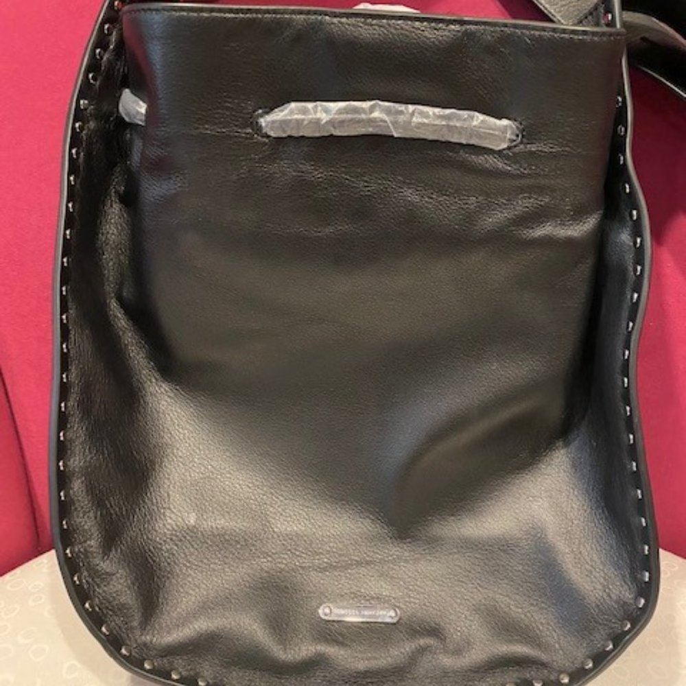 REBECCA MINKOFF BLACK LEATHER NANINE STUDDED SHOULDER BAG - Picture 7 of 8